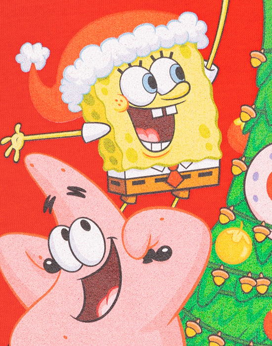SpongeBob SquarePants Christmas Tree Kids Red Short Sleeved T-Shirt