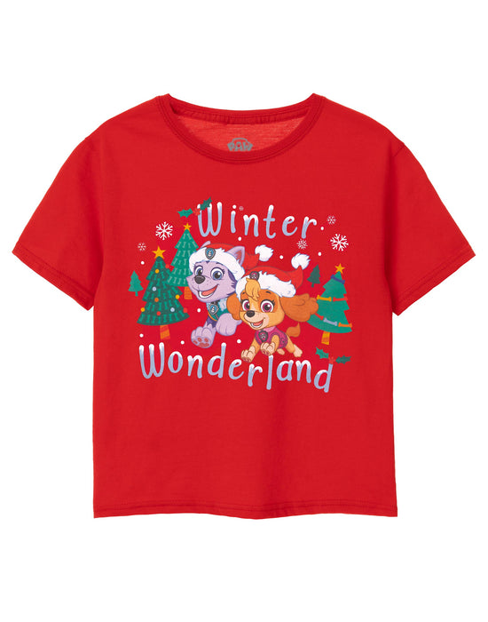 PAW Patrol Winter Wonderland Girls Red Short-Sleeved T-Shirt