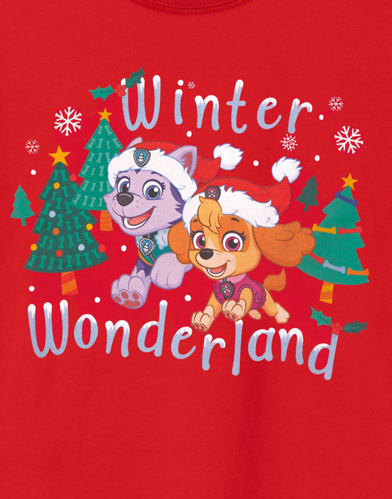 PAW Patrol Winter Wonderland Girls Red Short-Sleeved T-Shirt