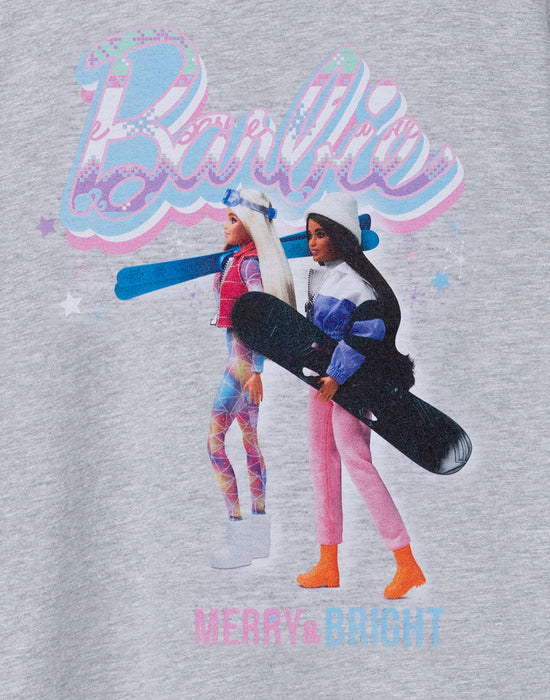Barbie Merry & Bright Girls Grey Marl Short Sleeved T-Shirt