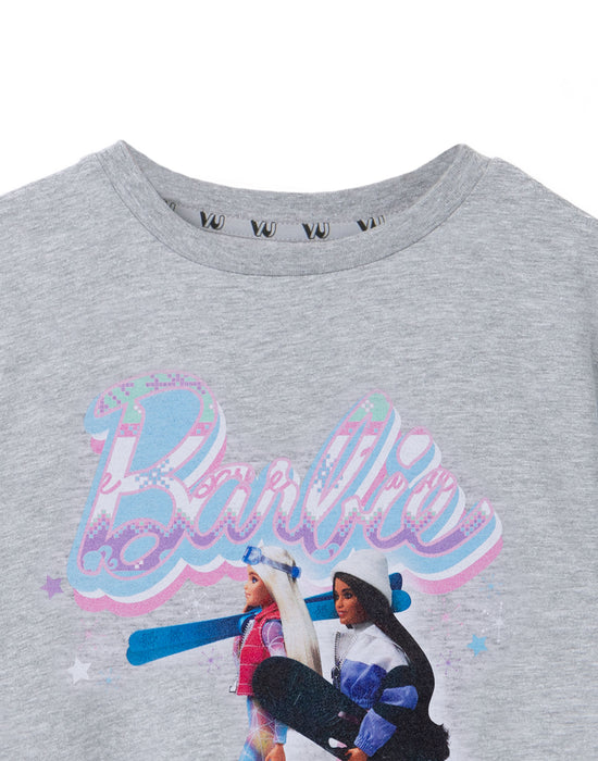 Barbie Merry & Bright Girls Grey Marl Short Sleeved T-Shirt