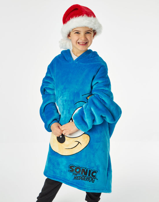 Sonic Boys Blue Fleece Hooded Blanket Hoodie