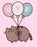 Pusheen Bye Balloons Girls Pink Short Sleeved T-Shirt