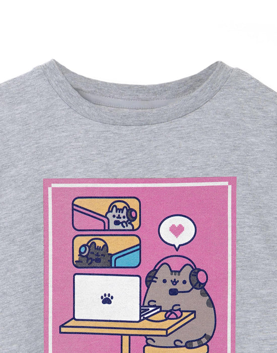 Pusheen Weekend Plans Girls Grey Marl T-Shirt