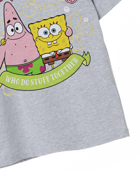 SpongeBob SquarePants F Is For Friends Girls Grey Marl Short Sleeved T-Shirt