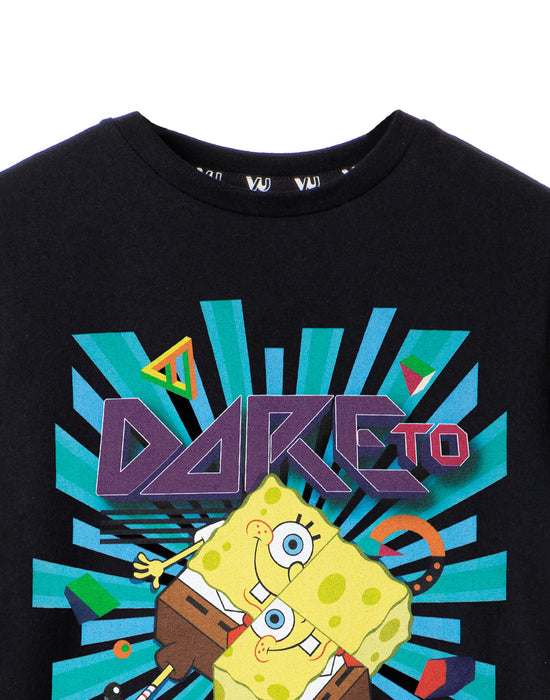SpongeBob SquarePants Dare To Be Square Boys Black Short Sleeved T-Shirt