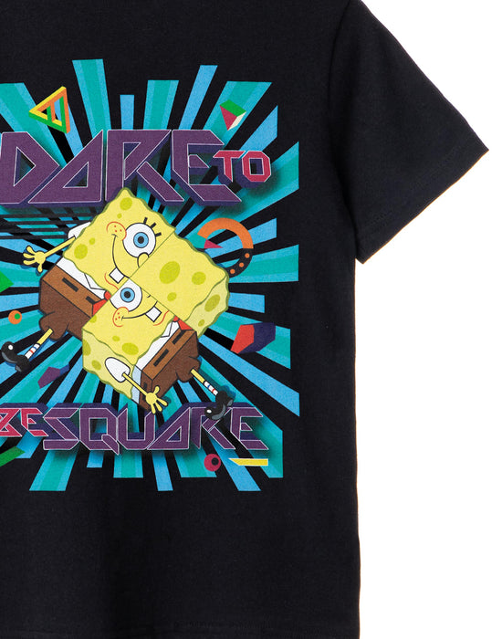 SpongeBob SquarePants Dare To Be Square Boys Black Short Sleeved T-Shirt
