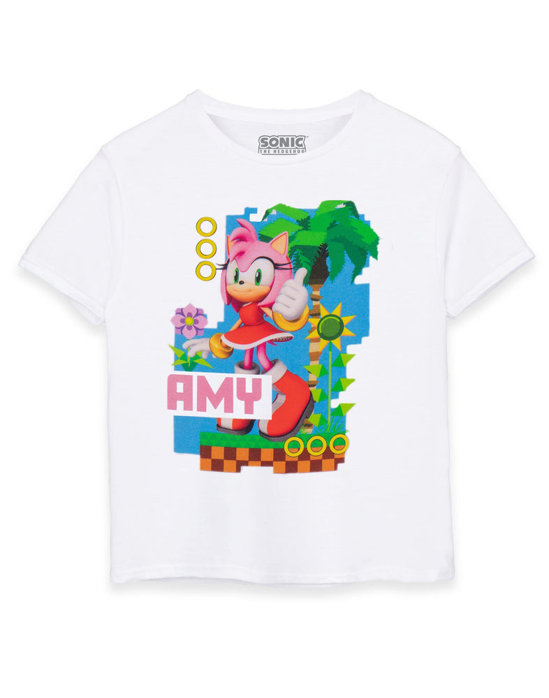 Sonic The Hedgehog Amy Kids White Short Sleeved T-Shirt