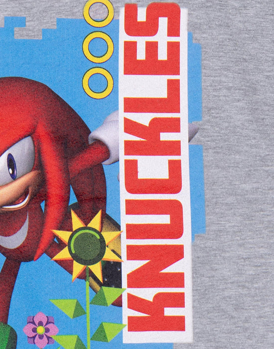 Sonic The Hedgehog Knuckles Kids Grey Marl Short Sleeved T-Shirt