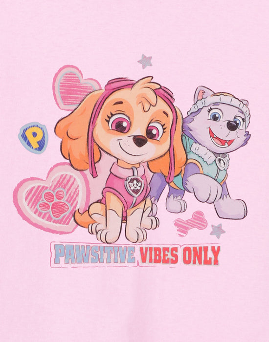 PAW Patrol Pawsitive Vibes Only Girls Pink Short Sleeved T-Shirt