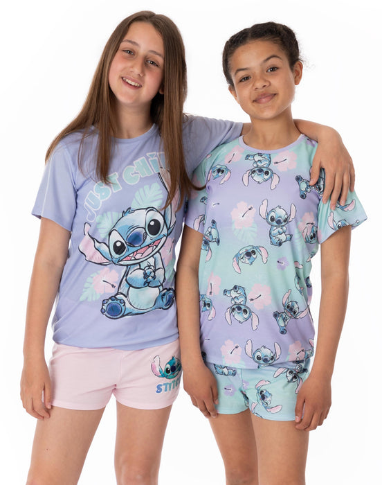 Disney Lilo And Stitch Girls 2 Pack T-Shirt And Shorts Pyjamas