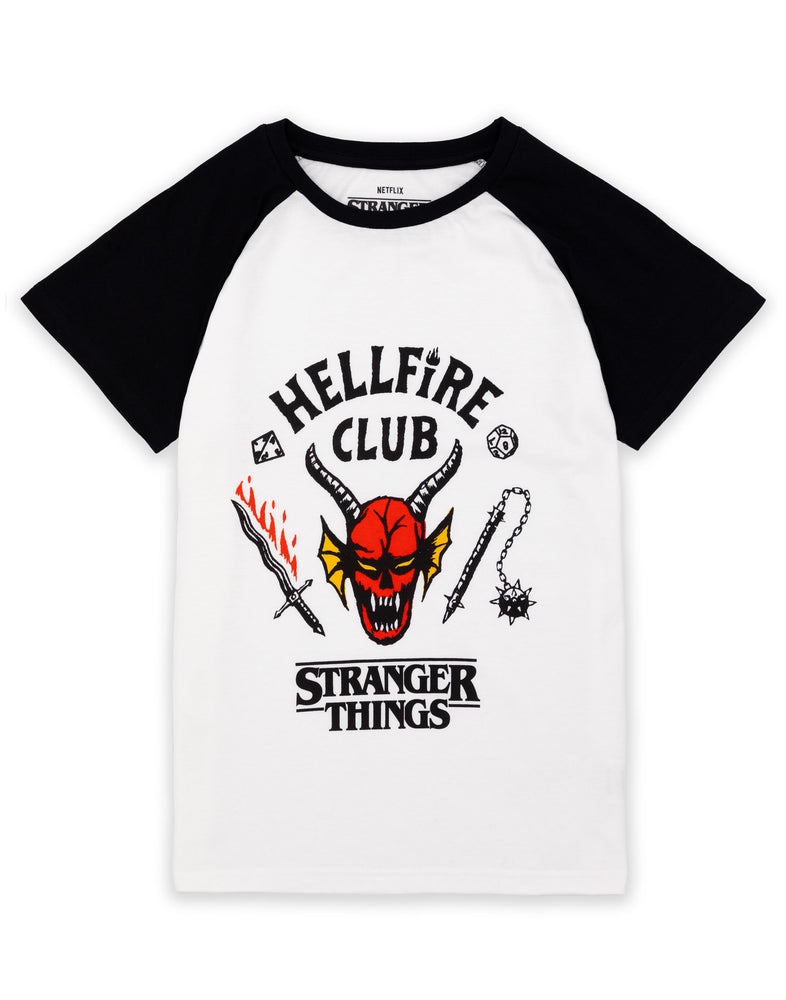 Stranger Things Hellfire Club Unisex Kids White Short Sleeved T-Shirt