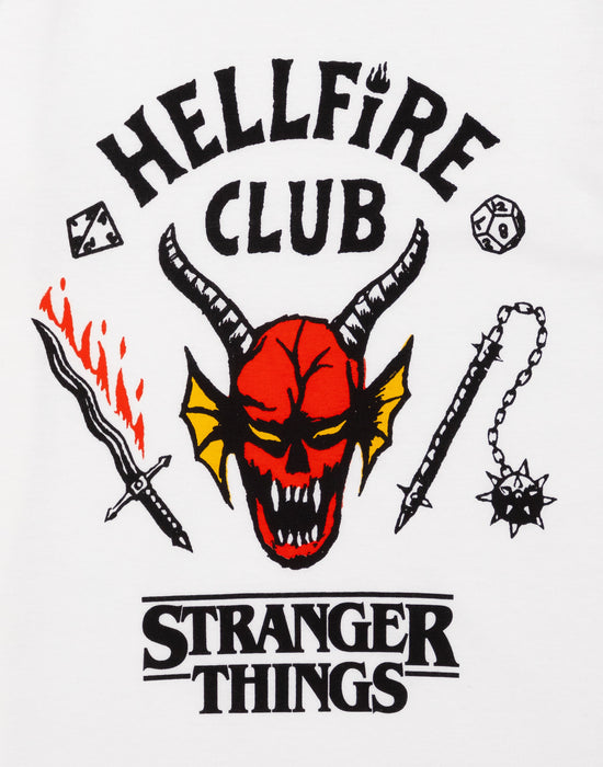 Stranger Things Hellfire Club Unisex Kids White Short Sleeved T-Shirt
