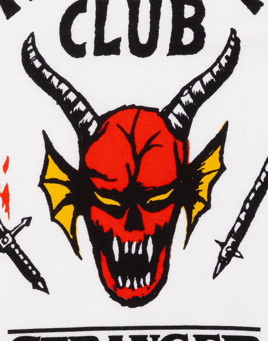 Stranger Things Hellfire Club Unisex Kids White Short Sleeved T-Shirt