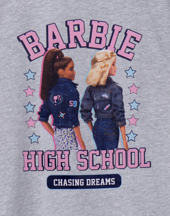 Barbie High School Little Girls Grey Marl Short Sleeved T-Shirt