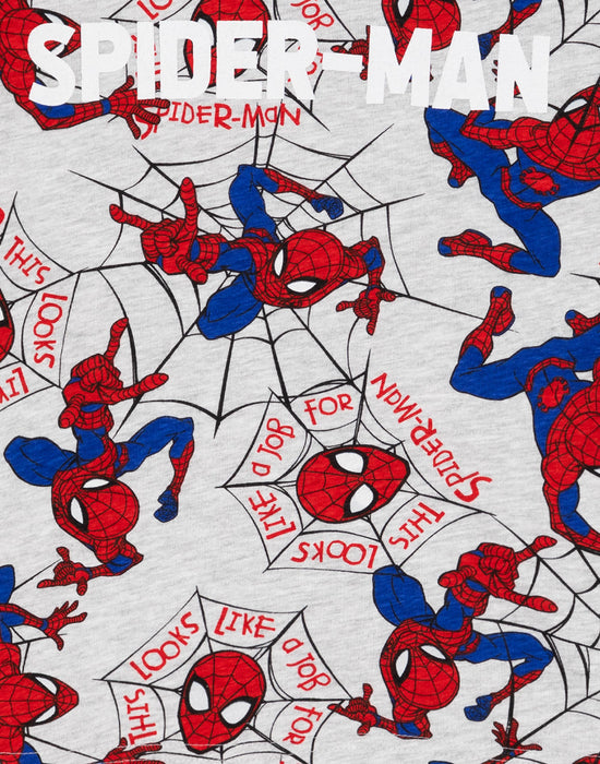 Marvel Spider-Man Boys Grey Superhero Short Sleeve T-Shirt And Shorts Pyjamas