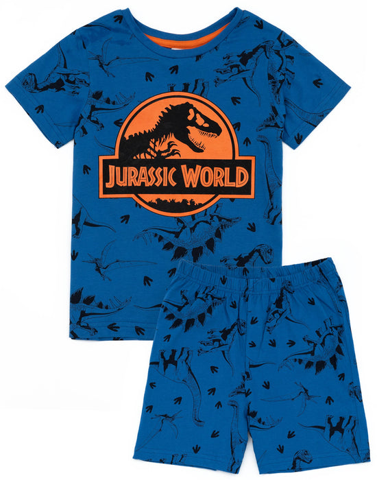 Jurassic World Boys Blue Short Sleeve T-Shirt And Shorts Pyjamas