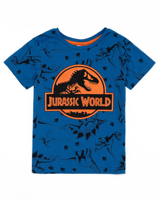 Jurassic World Boys Blue Short Sleeve T-Shirt And Shorts Pyjamas