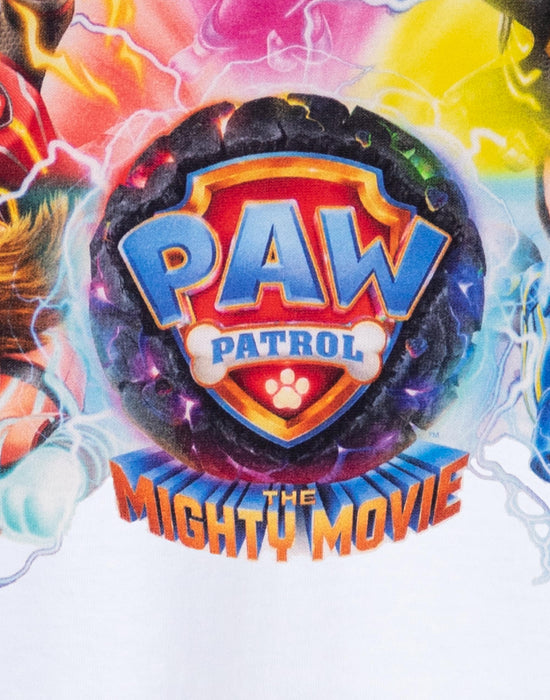 PAW Patrol Mighty Movie Logo Little Kids White Short Sleeved T-Shirt