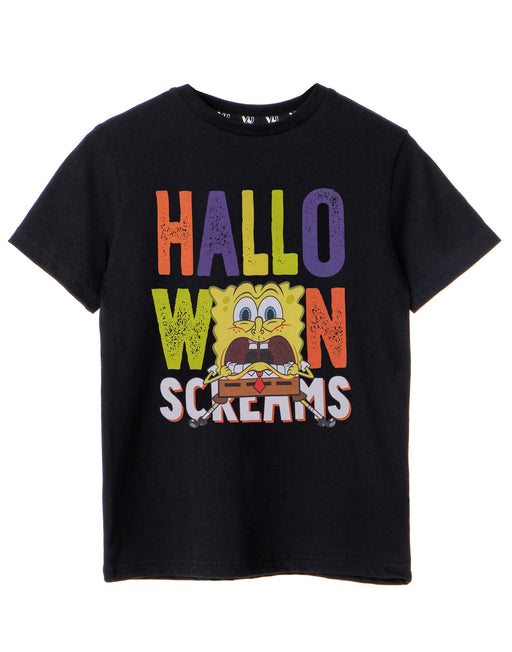 SpongeBob SquarePants Halloween Screams Kids Black Short Sleeved T-Shirt