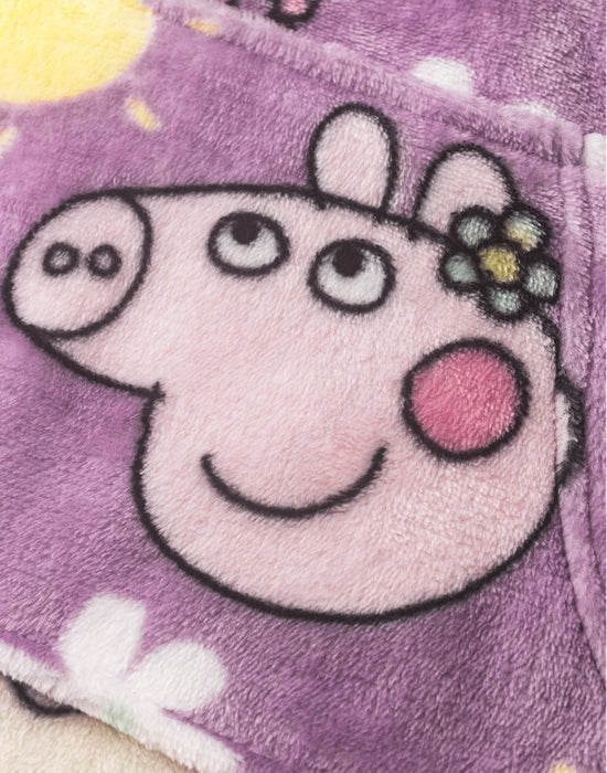 Peppa Pig Girls Hooded Puffer Coat - Floral Print Winter Jacket With Pockets