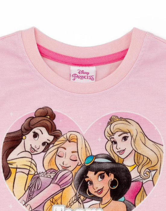 Disney Princess Girls Pink Short Sleeve T-Shirt and Shorts Pyjamas