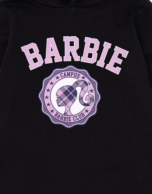 Barbie Checked Collegiate Girl Black Hoodie