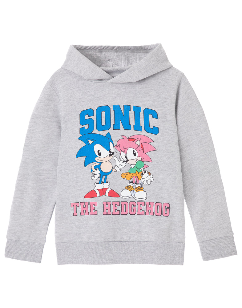 Sonic the Hedgehog Collegiate Sonic & Amy Girls Grey Marl Hoodie