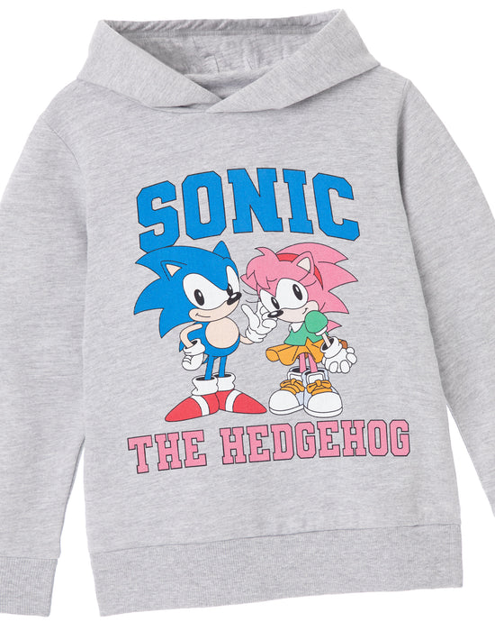 Sonic the Hedgehog Collegiate Sonic & Amy Girls Grey Marl Hoodie