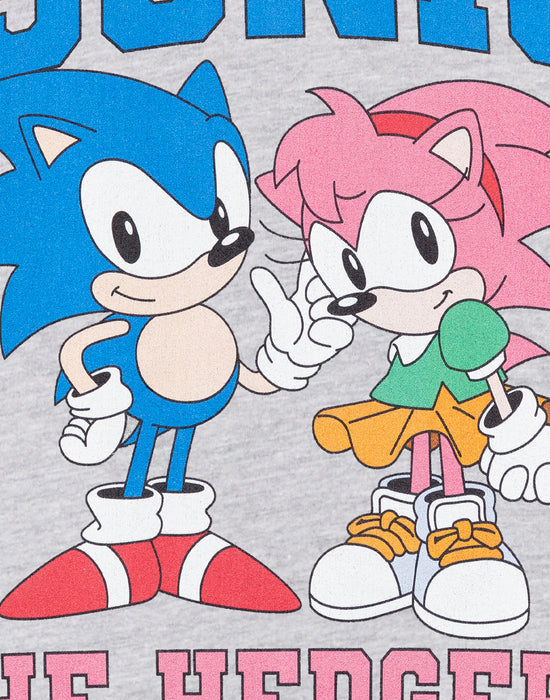 Sonic the Hedgehog Collegiate Sonic & Amy Girls Grey Marl Hoodie