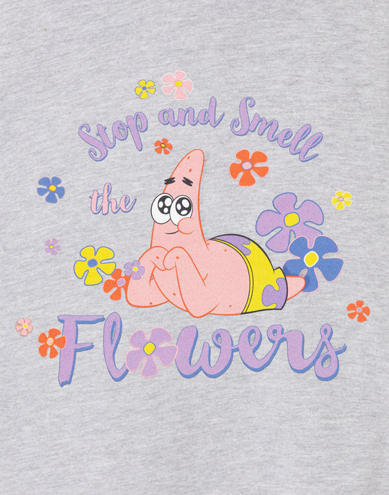 SpongeBob SquarePants Stop And Smell The Flowers Girls Grey Marl Hoodie