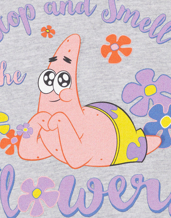 SpongeBob SquarePants Stop And Smell The Flowers Girls Grey Marl Hoodie