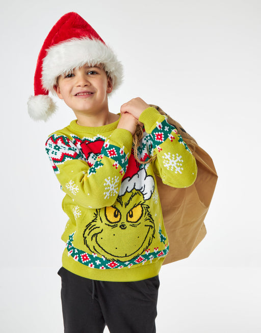 Grinch Christmas Jumper Grinch Boys Sweater Mens Navy Grinch
