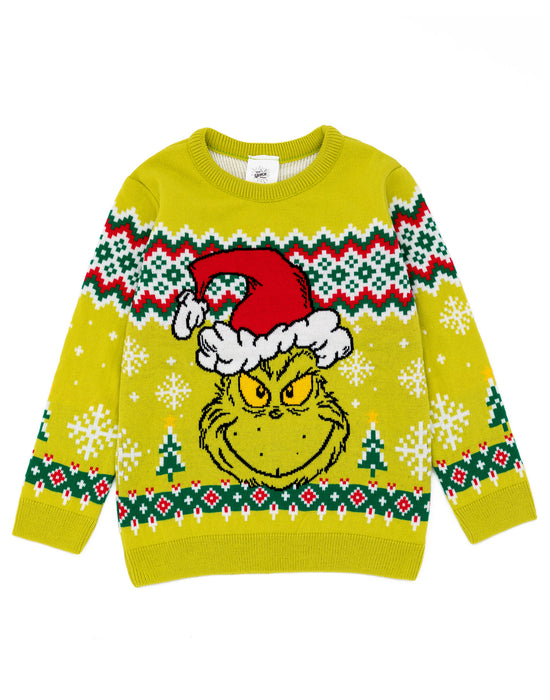 The Grinch Kids Green Knitted Christmas Jumper