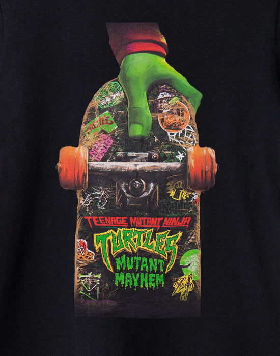 Teenage Mutant Ninja Turtles Boys Black Mutant Mayhem Skateboard Design Short-Sleeved T-Shirt