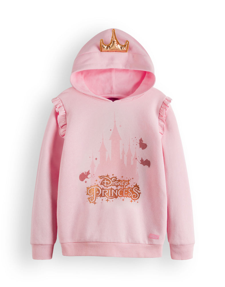 Disney Princess Girls Pink Hoodie with 3D Crown