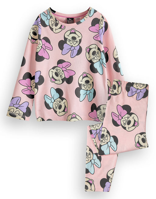 Disney Minnie Mouse Girls Pink All Over Print Pyjama Set