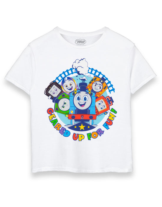 Thomas and Friends Geared Up For Fun White Short Sleeved T-Shirt