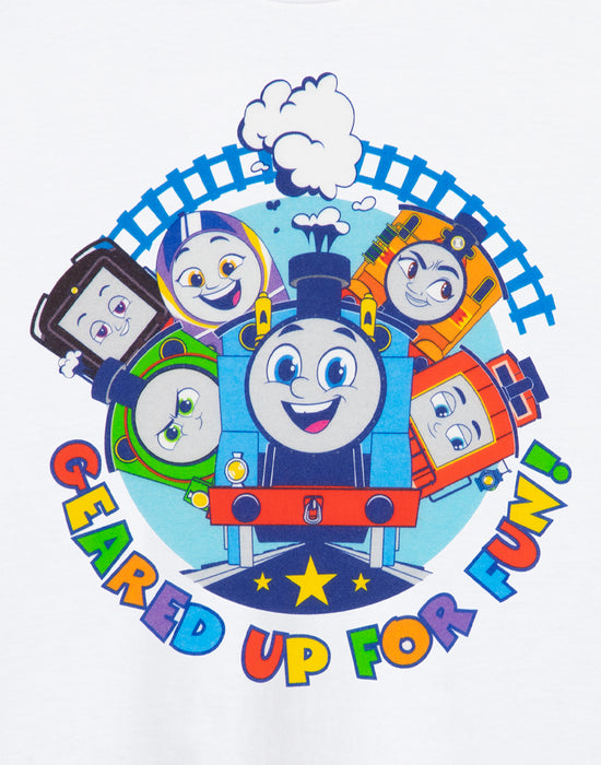 Thomas and Friends Geared Up For Fun White Short Sleeved T-Shirt