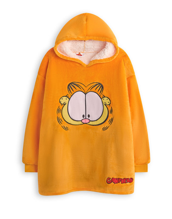 Garfield Novelty Face Unisex Kids Orange Blanket Hoodie