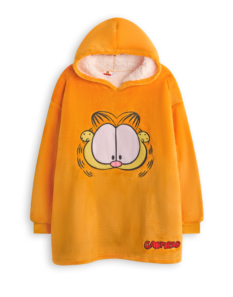 Garfield Novelty Face Unisex Kids Orange Blanket Hoodie