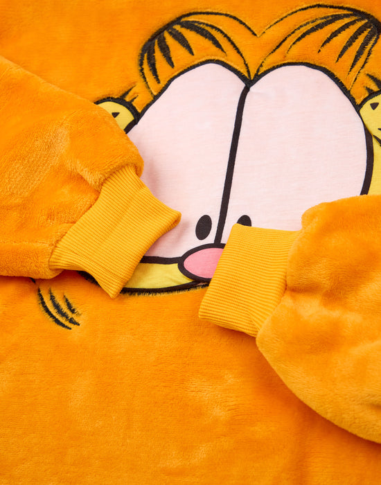 Garfield Novelty Face Unisex Kids Orange Blanket Hoodie