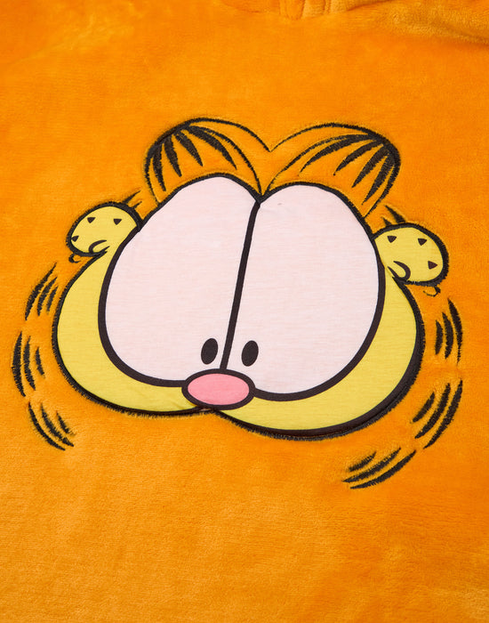Garfield Novelty Face Unisex Kids Orange Blanket Hoodie