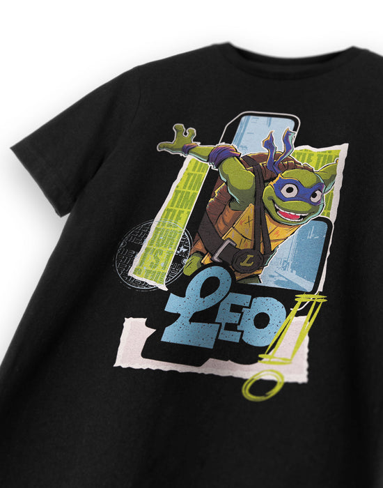 Teenage Mutant Ninja Turtles Leo Black Short Sleeved T-Shirt