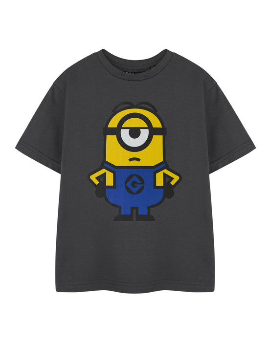 Minions Unisex Kids Charcoal Short Sleeved T-Shirt