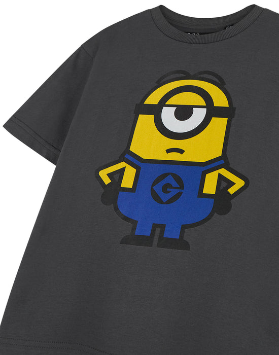 Minions Unisex Kids Charcoal Short Sleeved T-Shirt