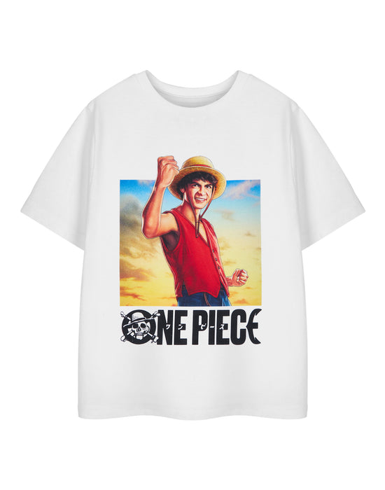 One Piece Luffy Boys White Short Sleeved T-Shirt