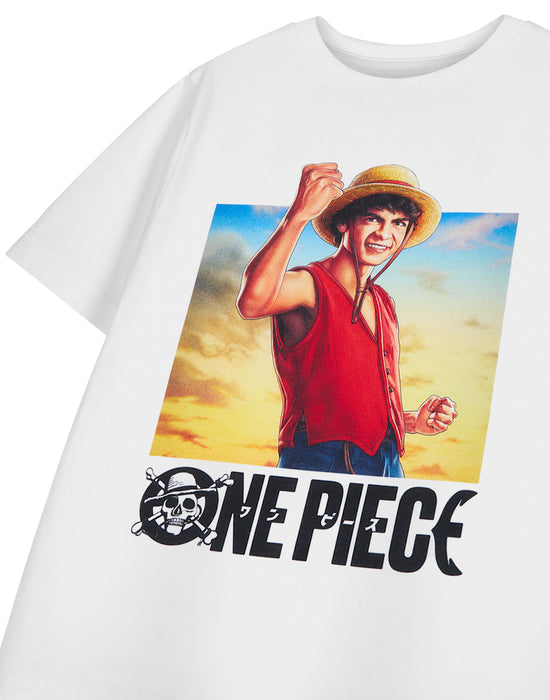One Piece Luffy Boys White Short Sleeved T-Shirt