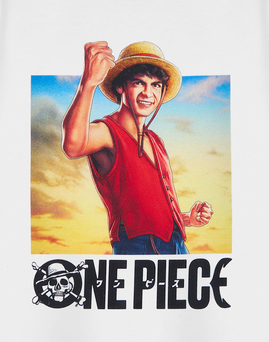 One Piece Luffy Boys White Short Sleeved T-Shirt