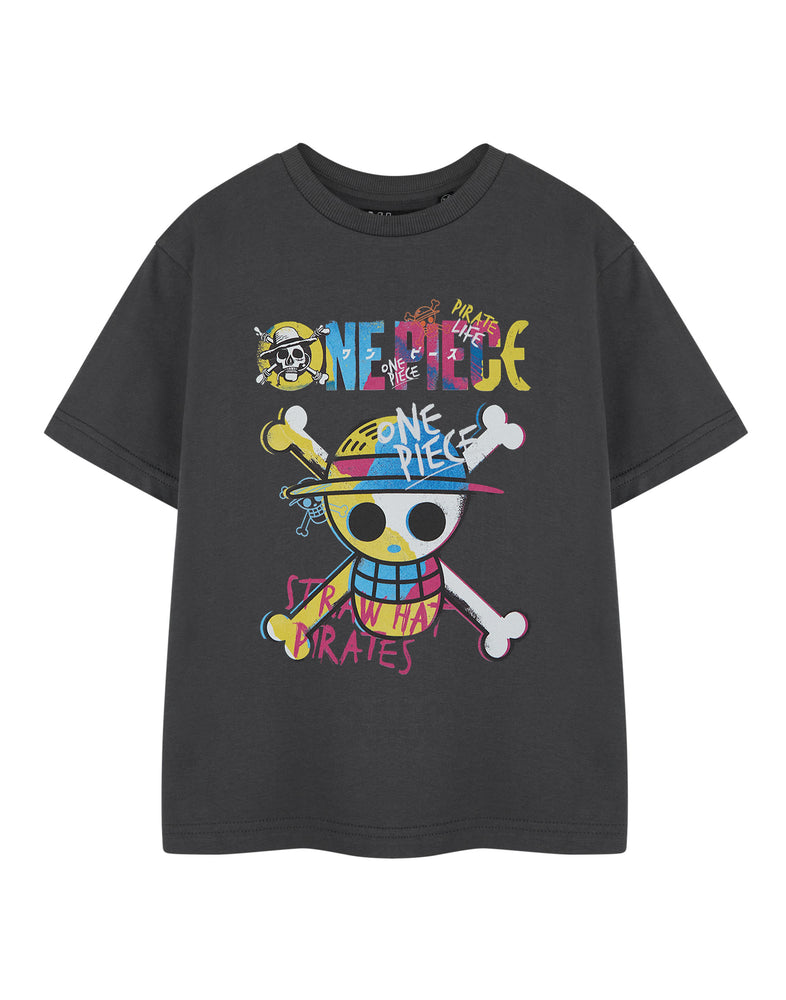 One Piece Pirate Life Boys Grey Short Sleeved T-Shirt